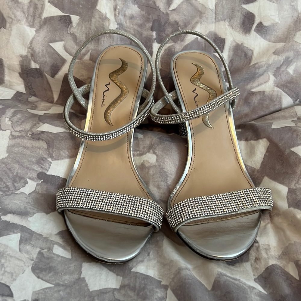 Silver sparkle heels